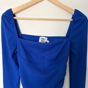 Princess Polly Portia Long Sleeve Side Ruched Bodycon Royal Blue Dress Size 6